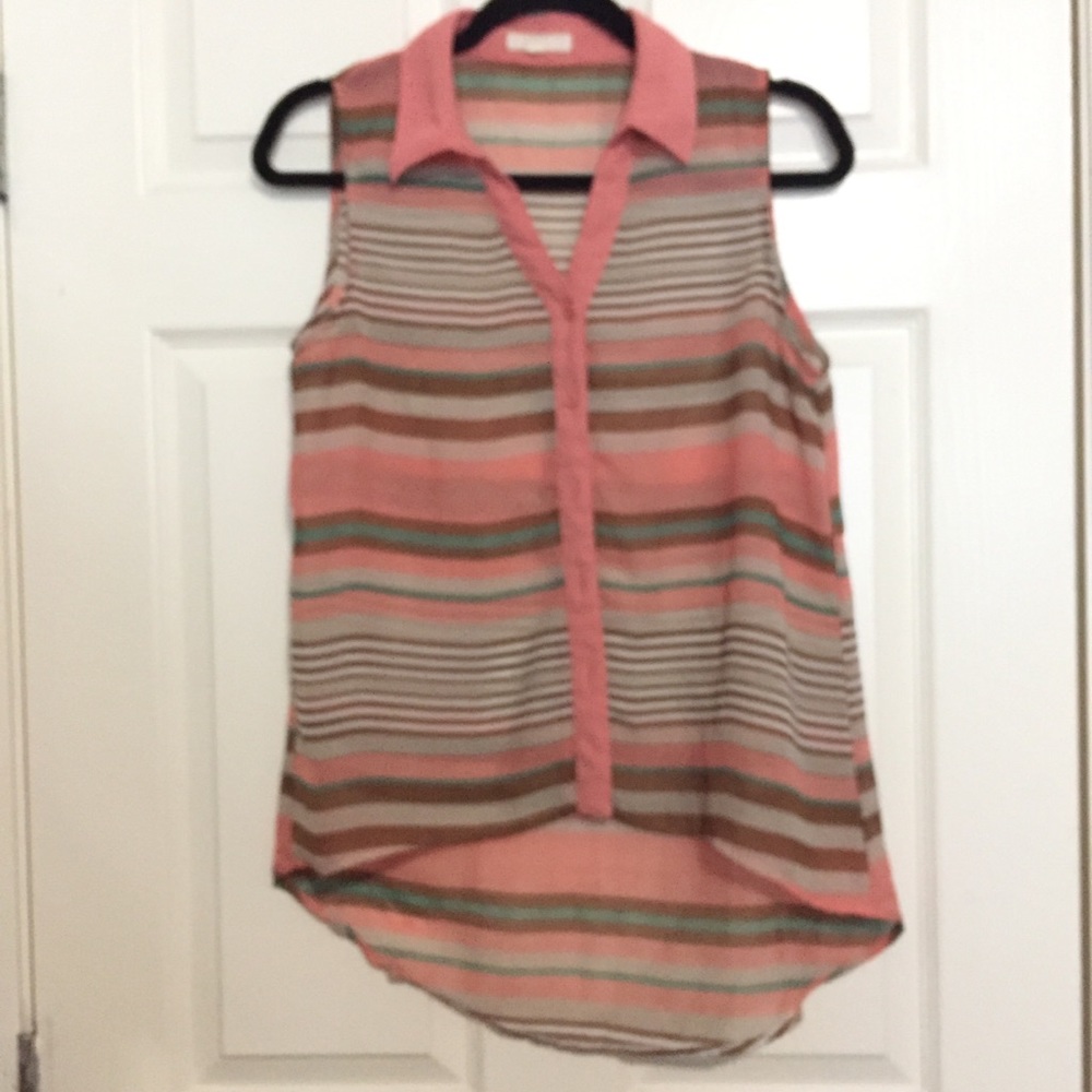 🦋 Pearl sheer sleeveless blouse size :M